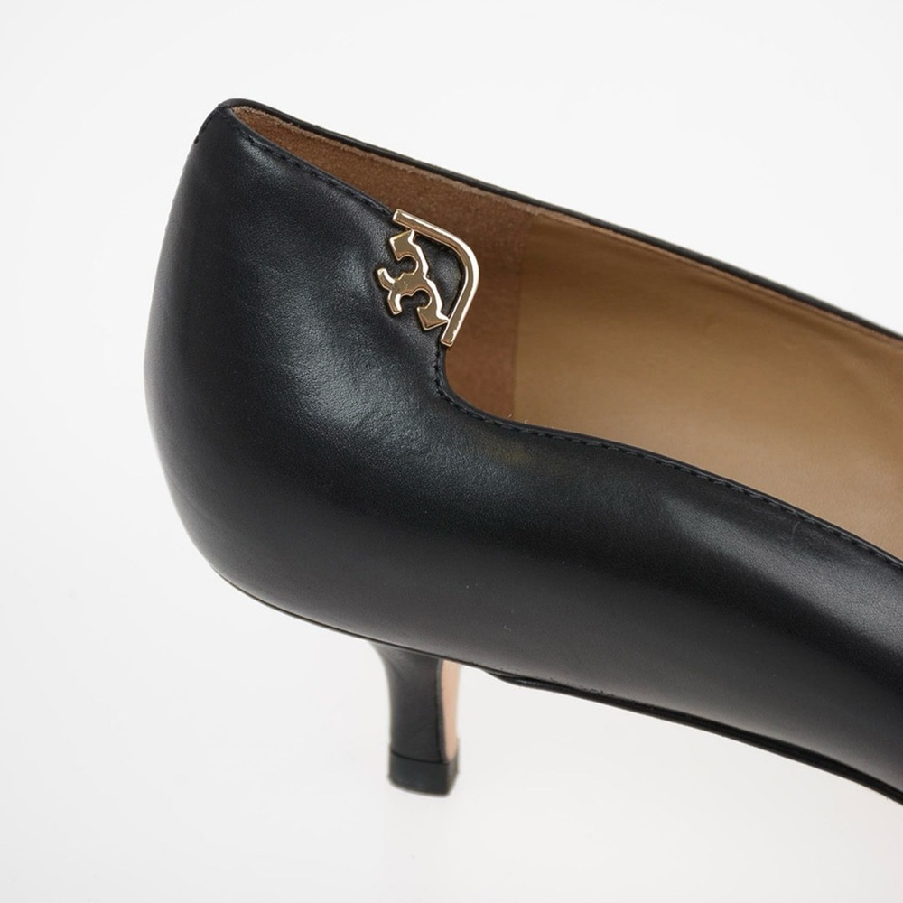Tory Burch Elizabeth 40MM Pumps Black Baby Calf Leather Preowned In Box Sz 8 - Picture 6 of 10